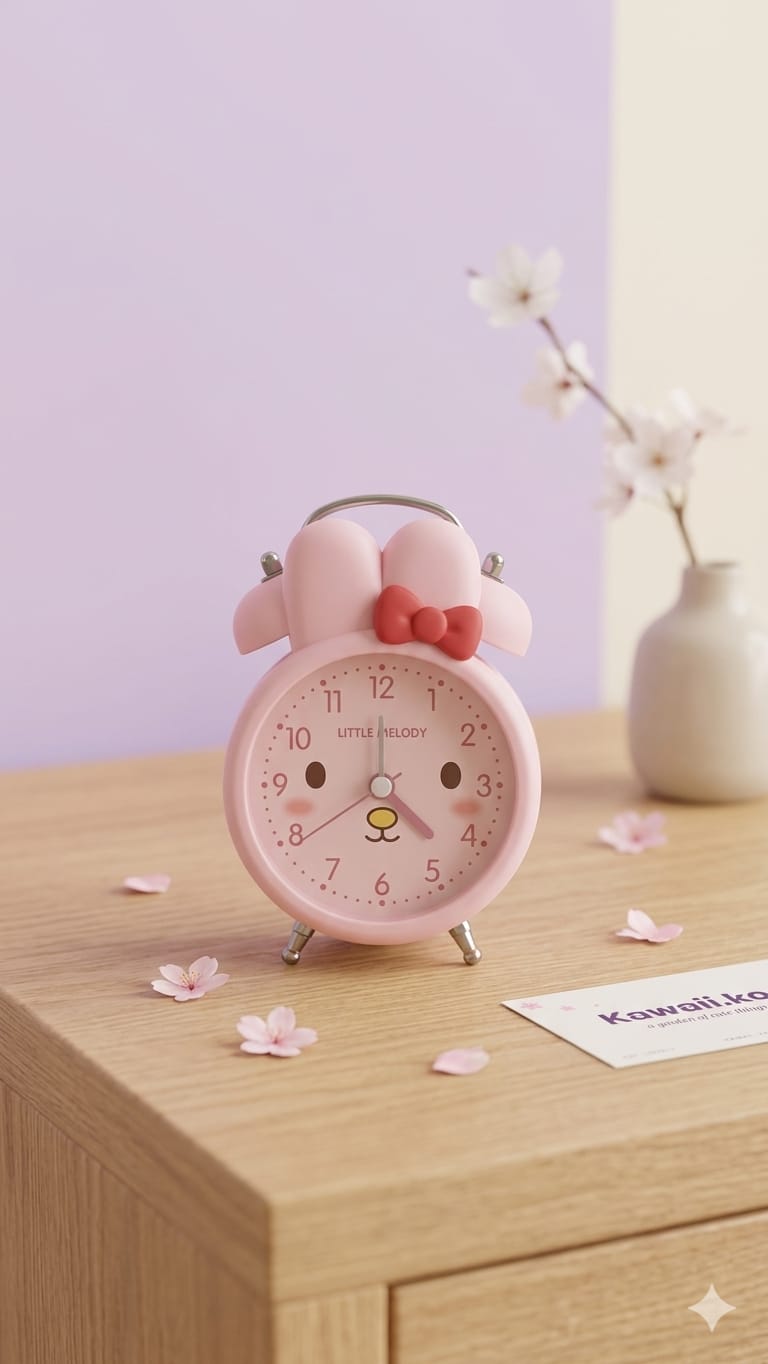 Pastel Bunny Twin Bell Clock