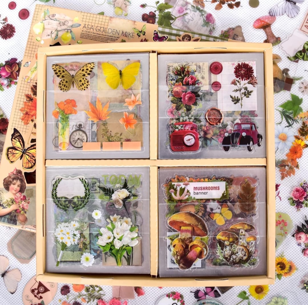 Vintage Botanical Scrapbooking Sticker Box Set 2