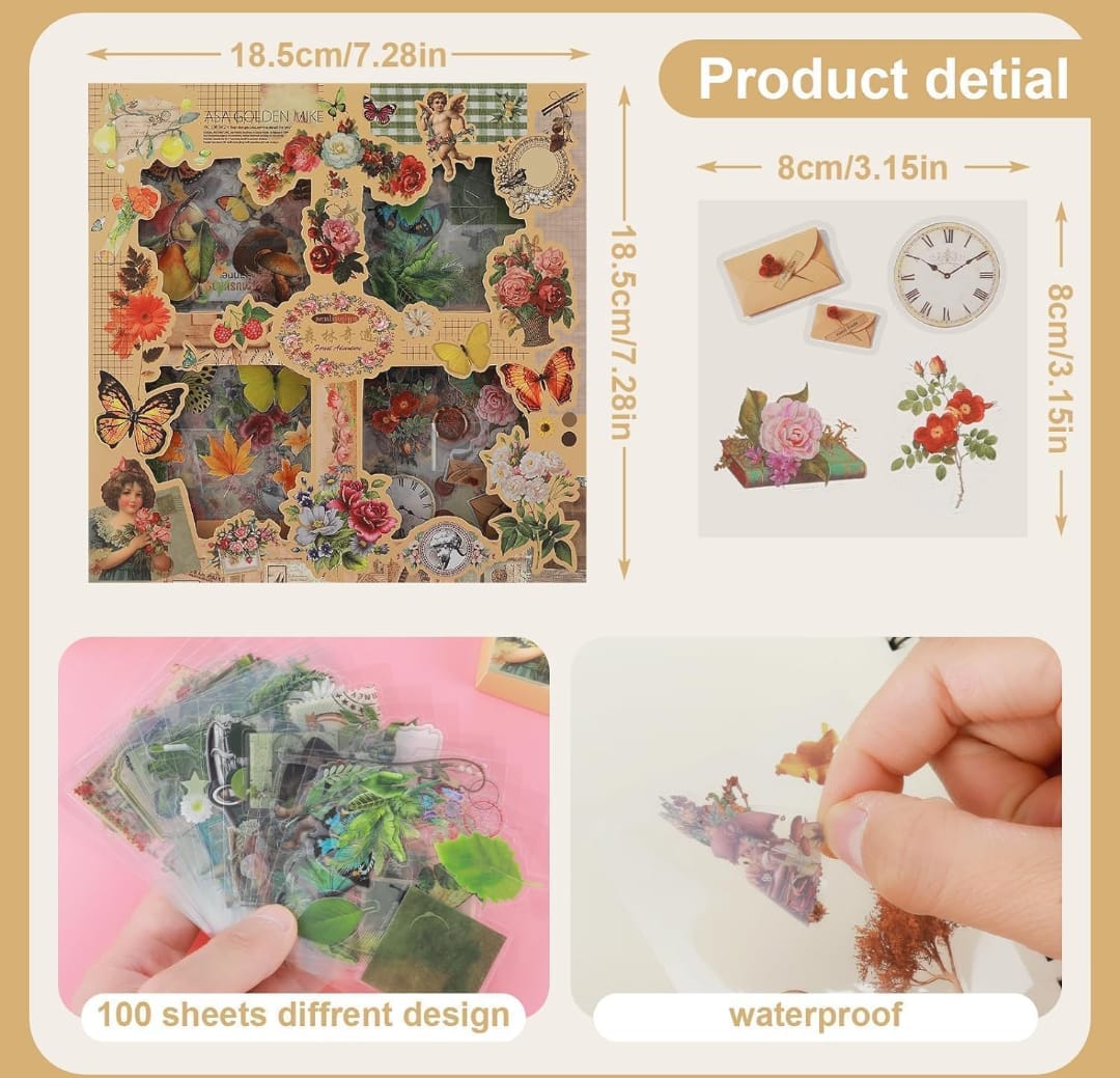Vintage Botanical Scrapbooking Sticker Box Set 3