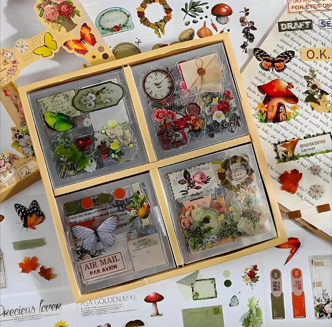 Vintage Botanical Scrapbooking Sticker Box Set 4